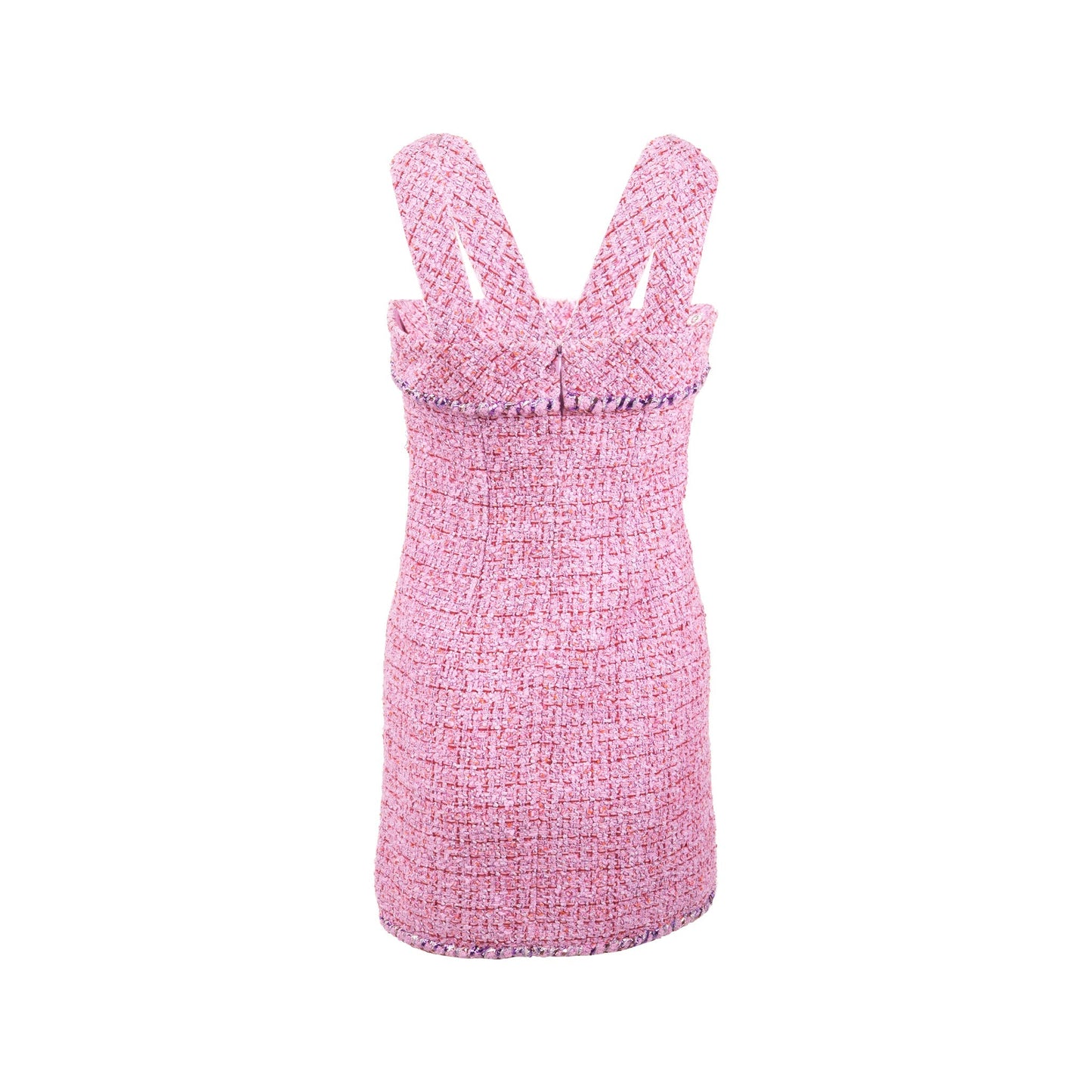 Chanel Size 34 22P Tweed Mini Dress Cotton/Polyester Light Purple / Pink