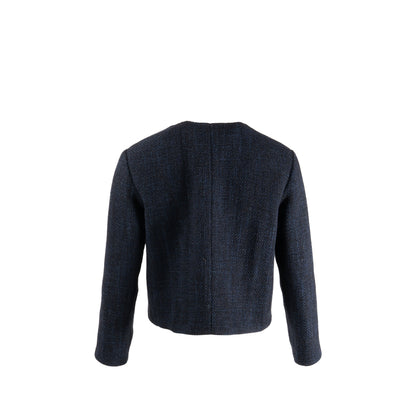 Chanel Size 36 21B Crystal Button Jacket Wool/Polyamide Navy Blue