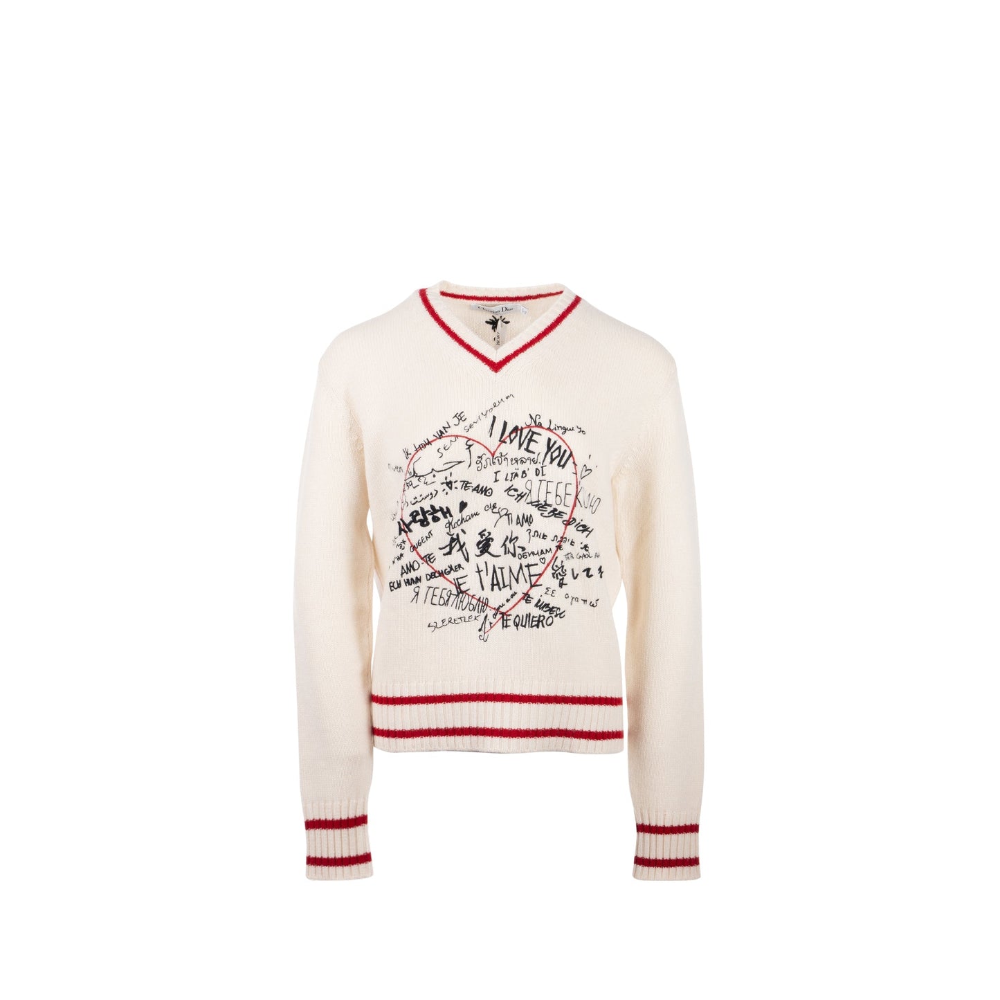 Dior Size 38 Love Knit Sweater Cashmere White