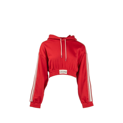 Celine Size S Cropped Hoodie Jersey Polyester Red / White