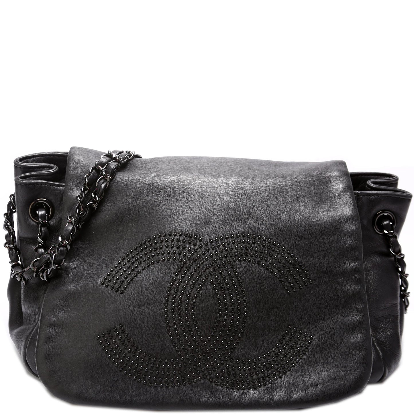 Chanel Studded CC Accordion Flap Lambskin 12M Bag