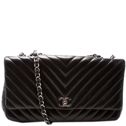 Chanel Surpique Chevron Quilted Lambskin Single Flap Large Bag
