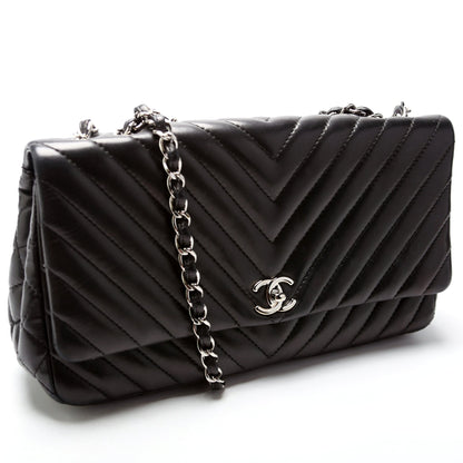 Chanel Surpique Chevron Quilted Lambskin Single Flap Large Bag