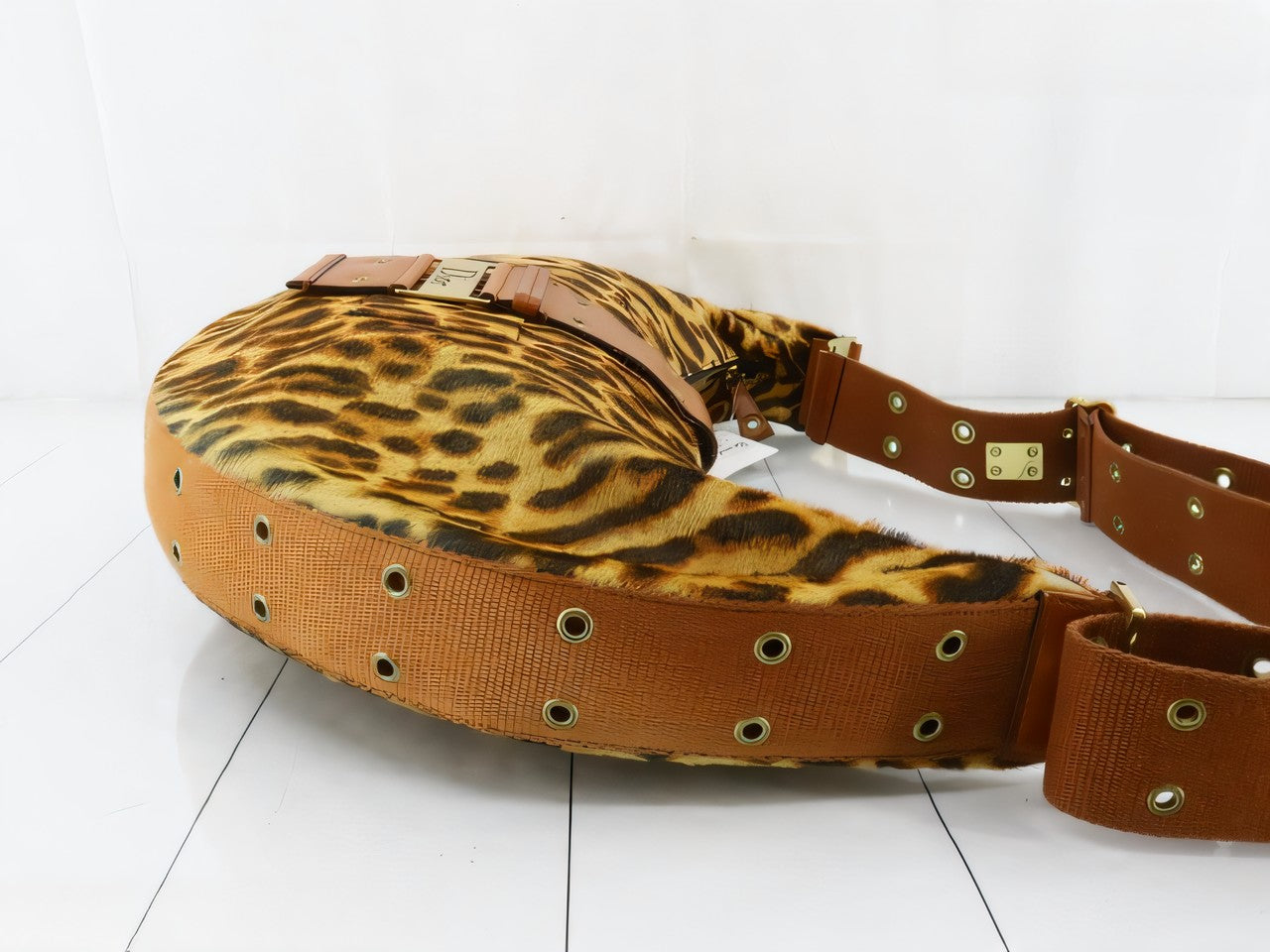 Dior Street Chic Hobo Leopard Print Pony-hair Calfskin
