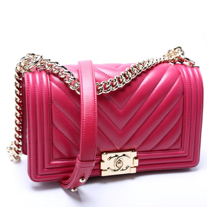 Chanel Boy Flap Medium Old Lambskin Berry Bag