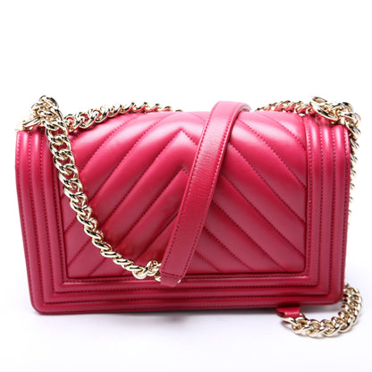 Chanel Boy Flap Medium Old Lambskin Berry Bag
