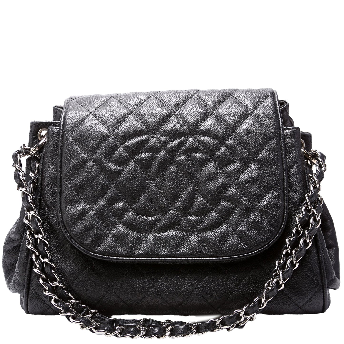 Chanel Timeless CC Accordion Flap Quilted Caviar 12M Bag