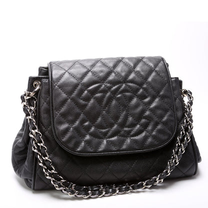 Chanel Timeless CC Accordion Flap Quilted Caviar 12M Bag