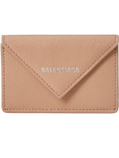 Luxury Balenciaga Trending 2025 Papier Mini Half Wallet Beige