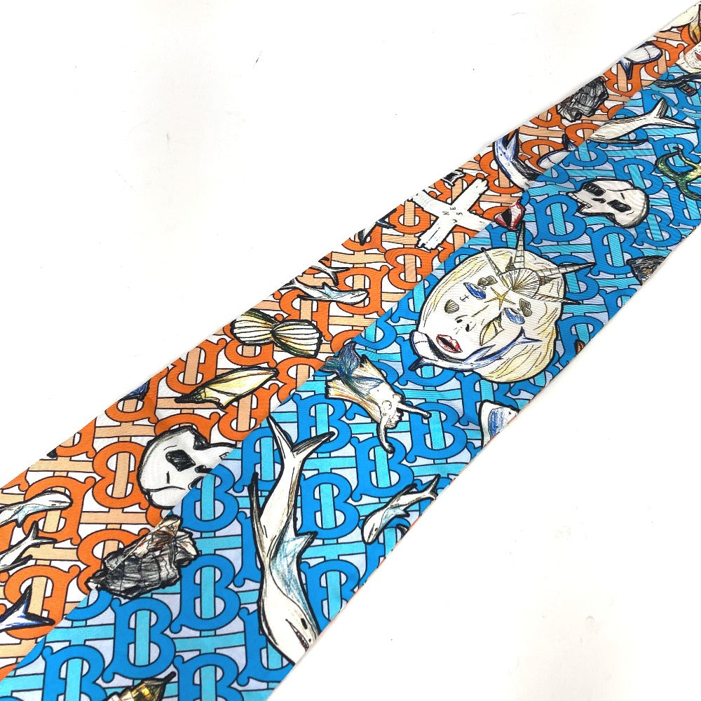 BURBERRY scarf 8040559 silk Orange TB logo skinny scarf Women