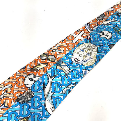 BURBERRY scarf 8040559 silk Orange TB logo skinny scarf Women