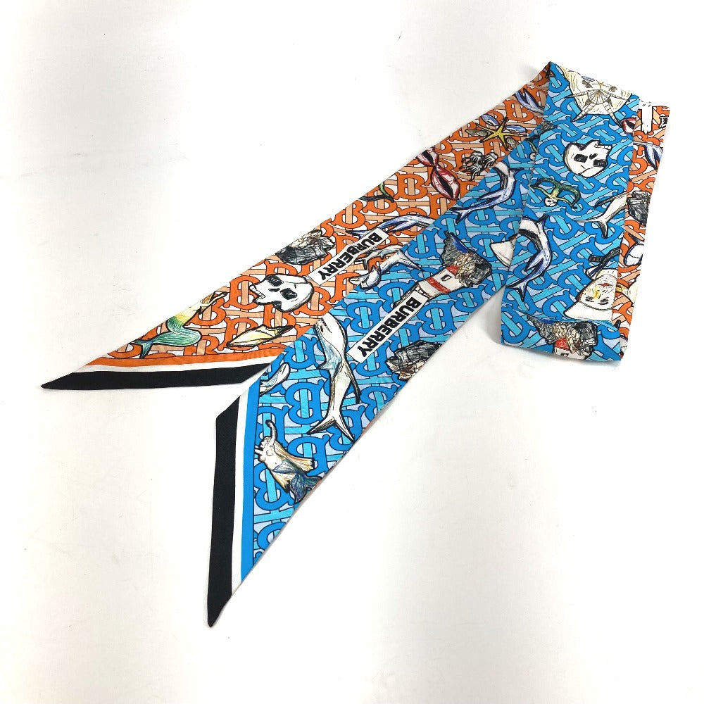 BURBERRY scarf 8040559 silk Orange TB logo skinny scarf Women