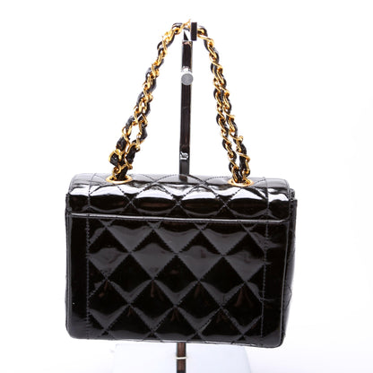 Chanel CC Double Chain Handle Mini Flap Patent Vintage Bag