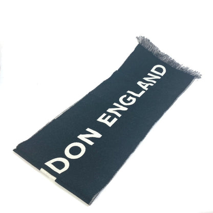 BURBERRY Scarf 80085081 wool Black x white Two-tone fringe scarf Women
