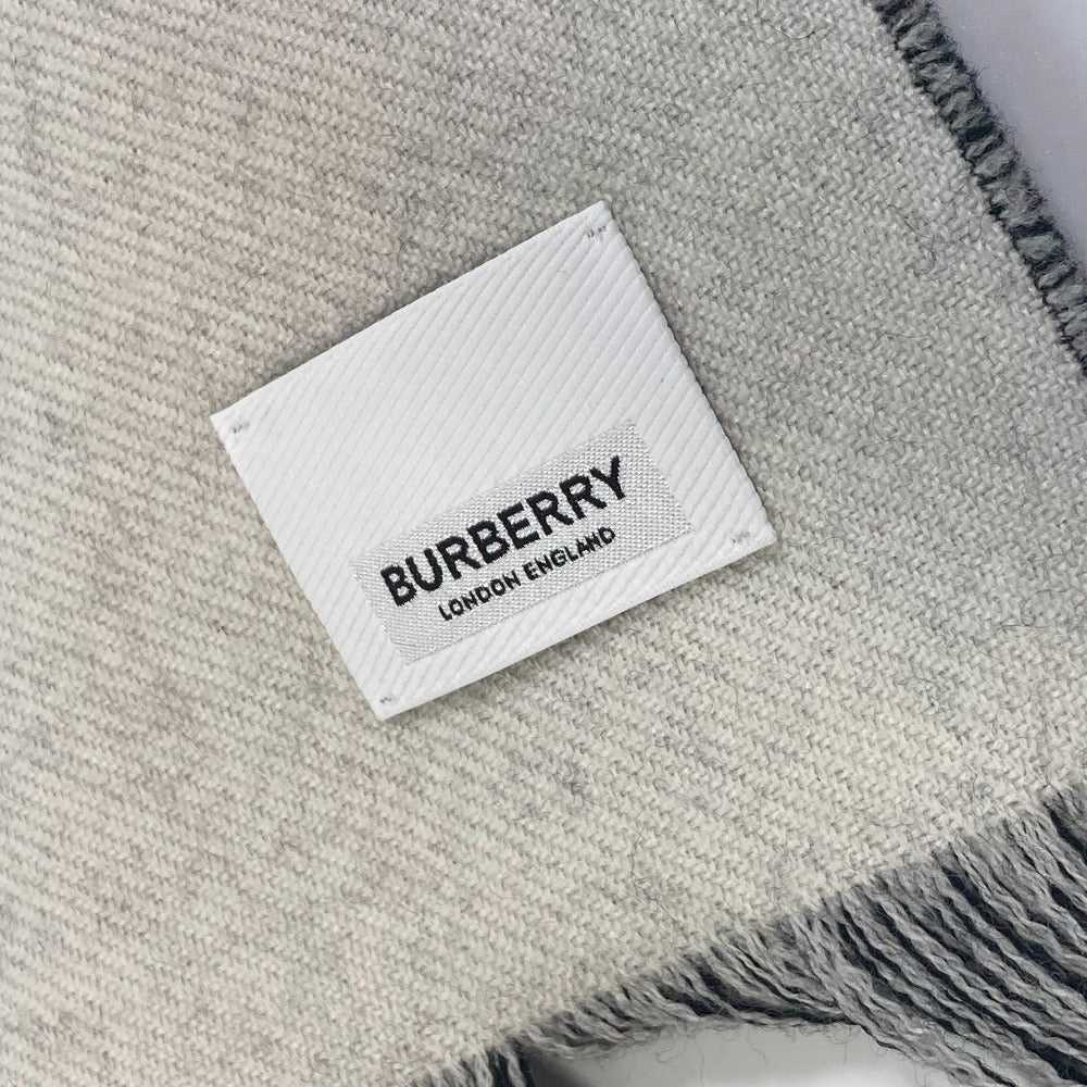 BURBERRY Scarf 80085081 wool Black x white Two-tone fringe scarf Women