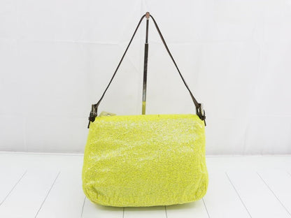 Fendi Mamma Baguette Lemon Yellow Beaded Shoulder Bag