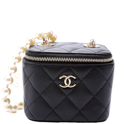 Chanel Vanity Mini W/ Pearl Chain Lambskin 31M Bag
