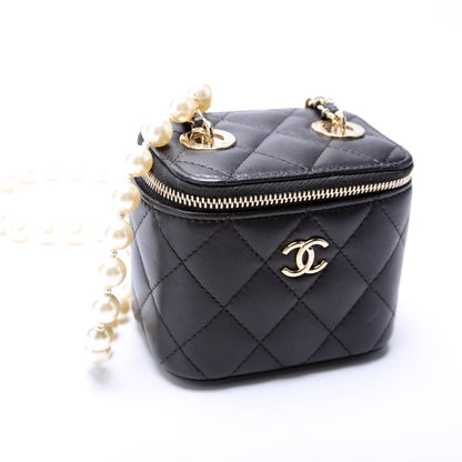 Chanel Vanity Mini W/ Pearl Chain Lambskin 31M Bag