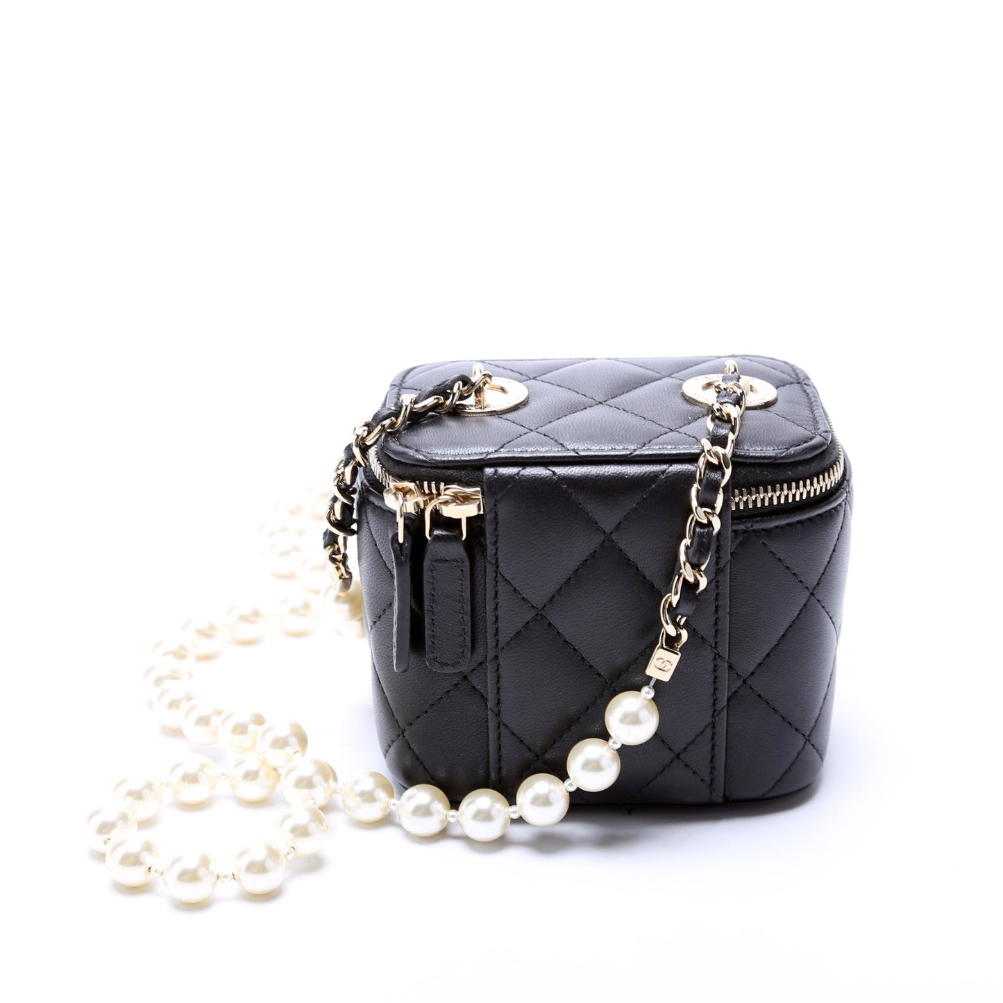 Chanel Vanity Mini W/ Pearl Chain Lambskin 31M Bag
