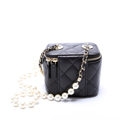 Chanel Vanity Mini W/ Pearl Chain Lambskin 31M Bag