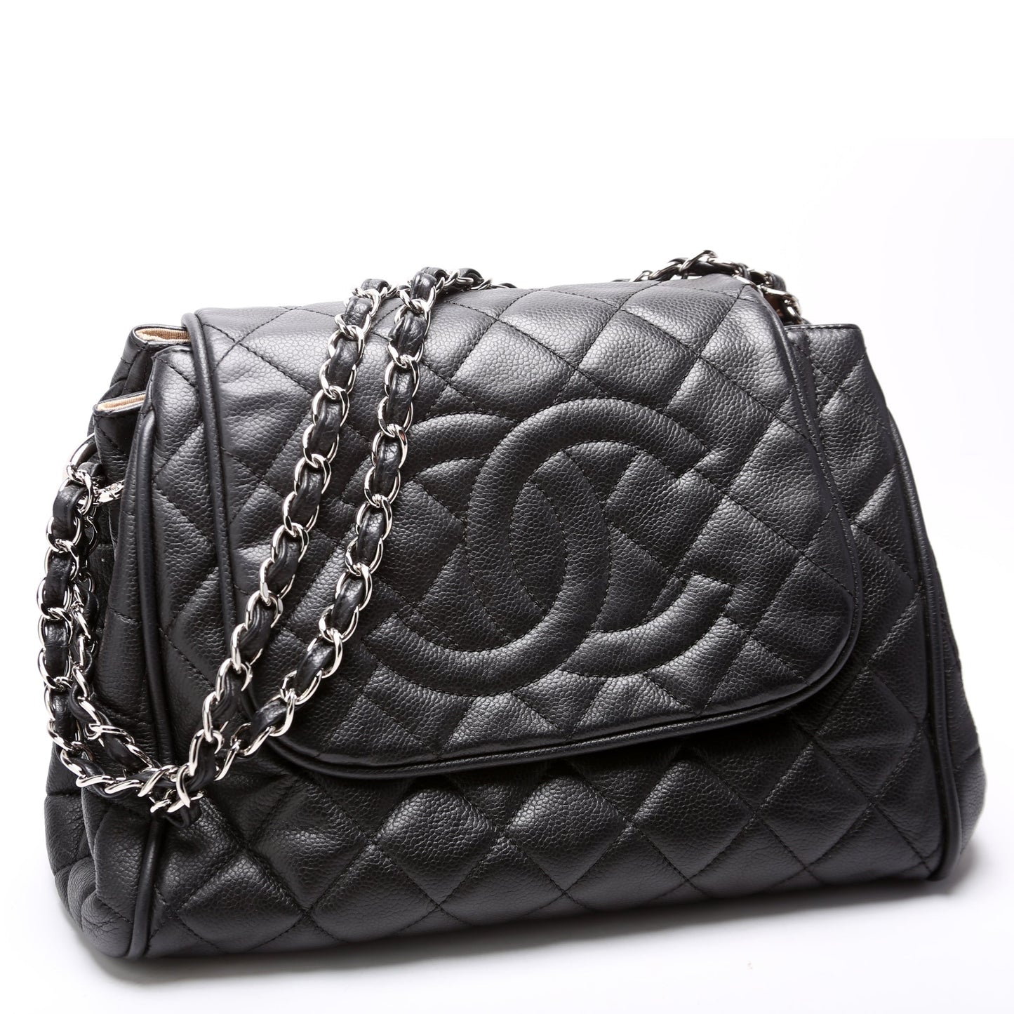 Chanel Timeless CC Accordion Flap Quilted Caviar 15M Bag