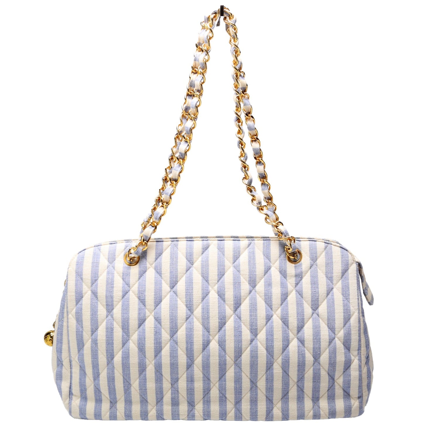 Chanel Chain Tote Striped Linen 3M Bag