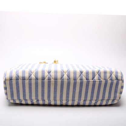 Chanel Chain Tote Striped Linen 3M Bag