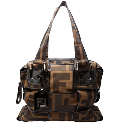 Fendi Zucca Canvas Woven Crossword Bag