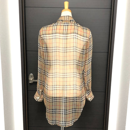 BURBERRY Long sleeve shirt cotton beige Check Pattern See-through Women 38