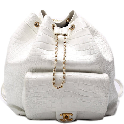 Chanel Drawstring Backpack Crocodile Embossed 28M Bag