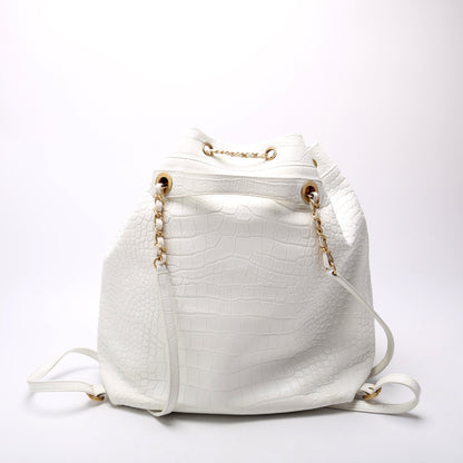 Chanel Drawstring Backpack Crocodile Embossed 28M Bag