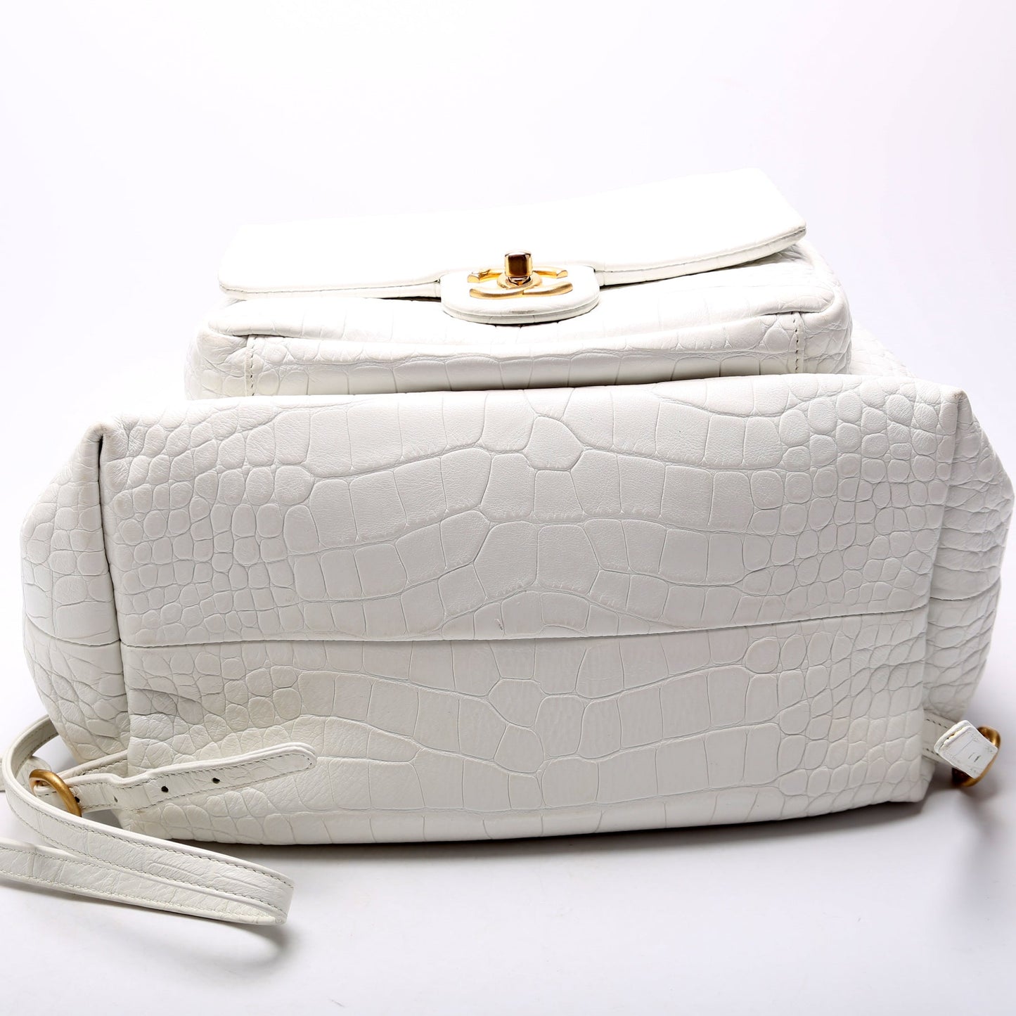 Chanel Drawstring Backpack Crocodile Embossed 28M Bag