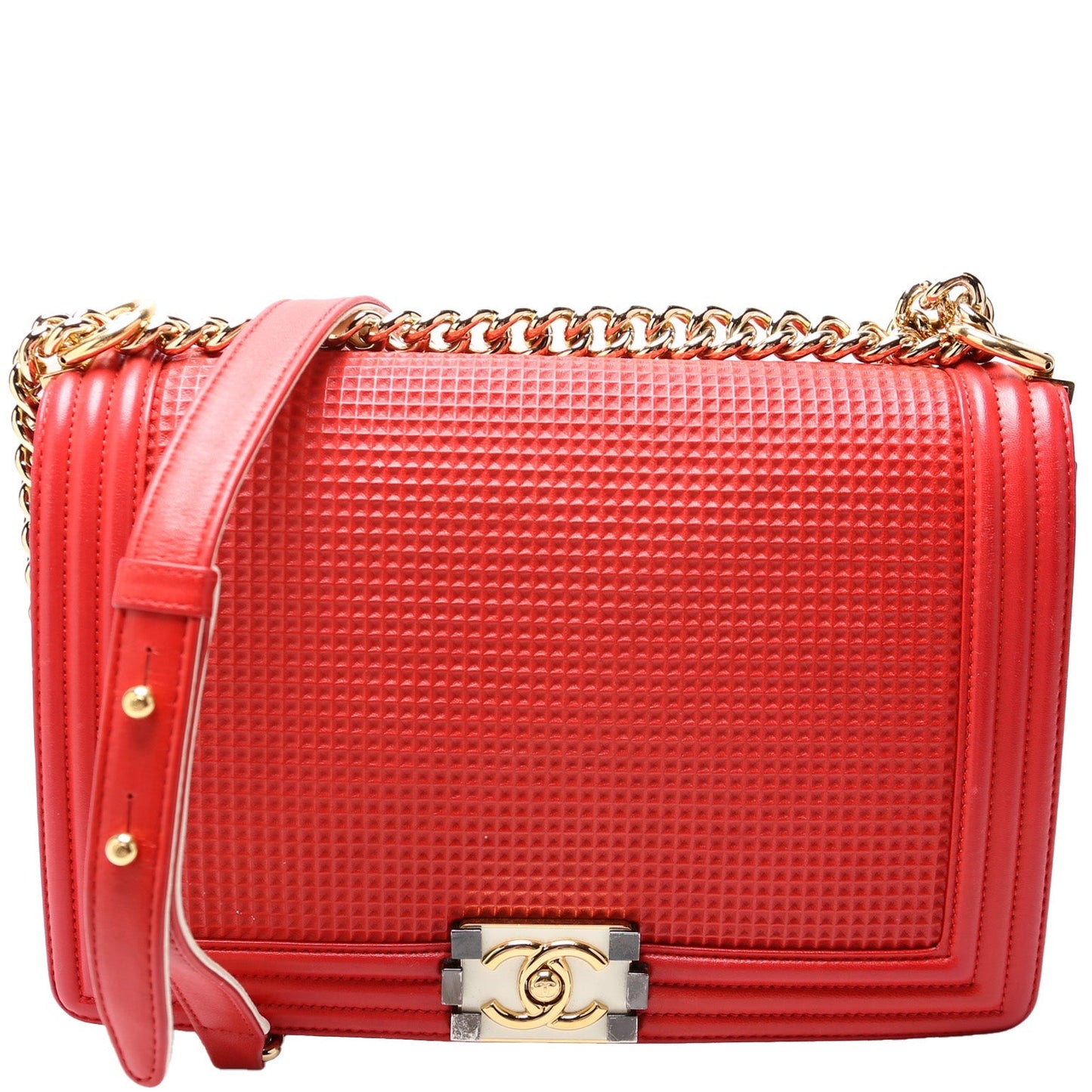Chanel Boy Flap Medium New Cube Embossed Lambskin 15-20M Bag
