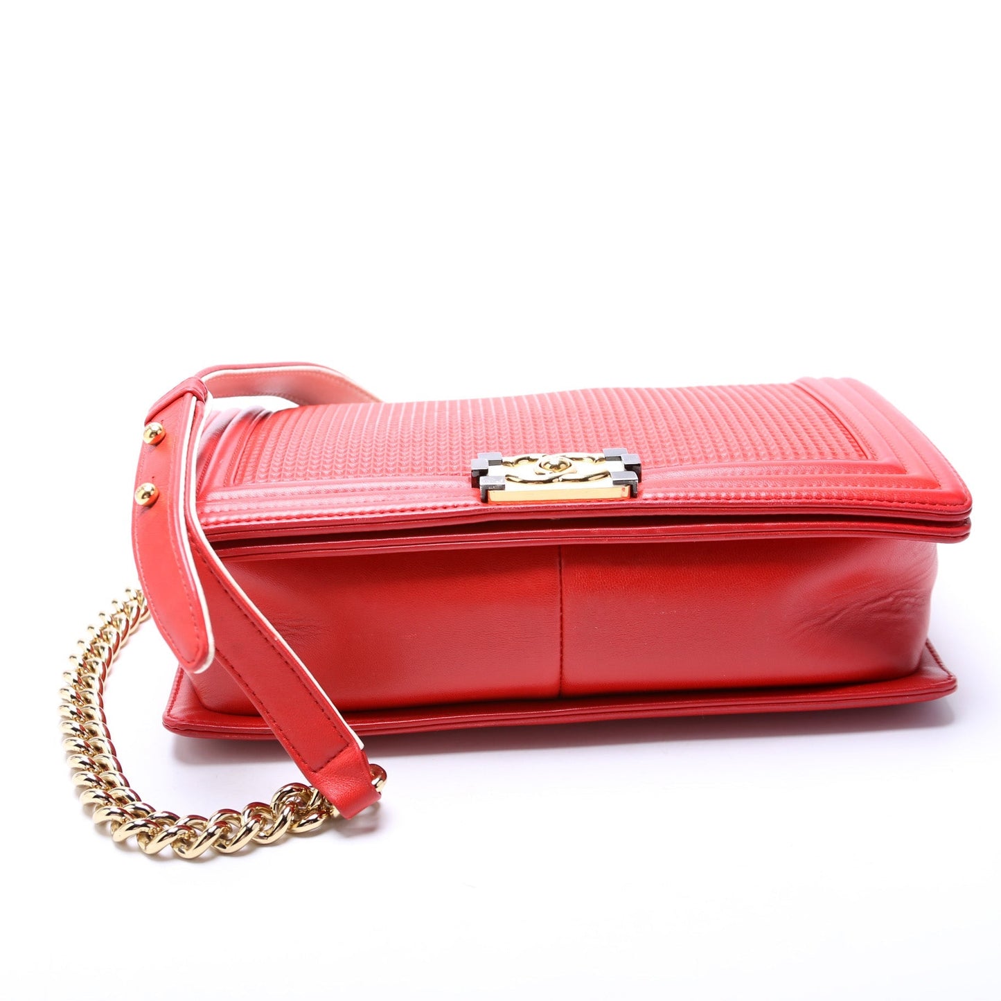 Chanel Boy Flap Medium New Cube Embossed Lambskin 15-20M Bag