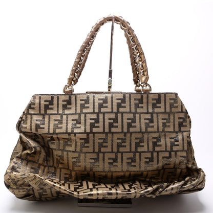 Fendi Mia Tote Metallic Zucca Canvas Large Bag