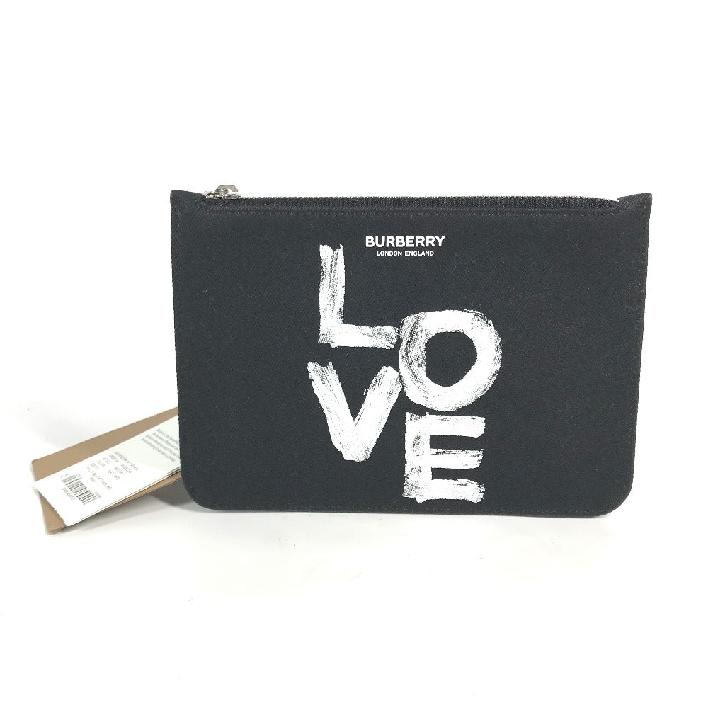 BURBERRY Pouch 8037549 canvas black logo LOVE Women