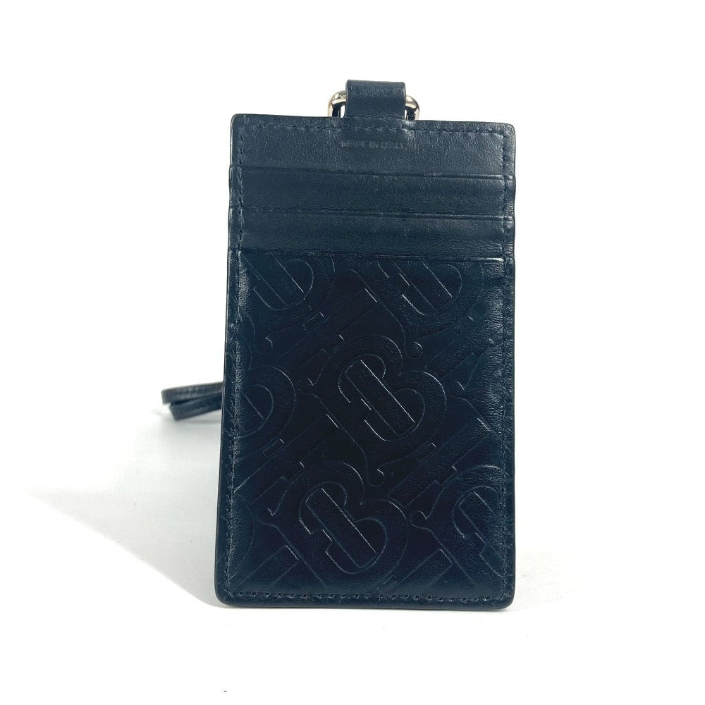 BURBERRY Card Case leather black TB logo unisex(Unisex)