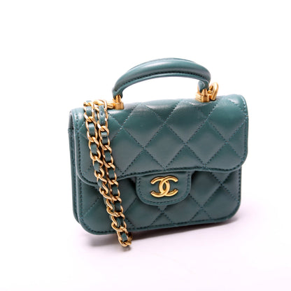 Chanel CC Top Handle Flap Coin Purse W/Chain Lambskin 31 Bag
