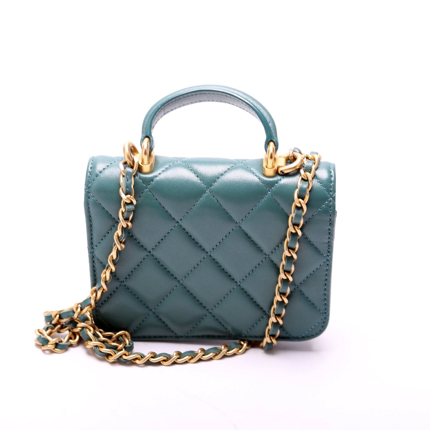 Chanel CC Top Handle Flap Coin Purse W/Chain Lambskin 31 Bag