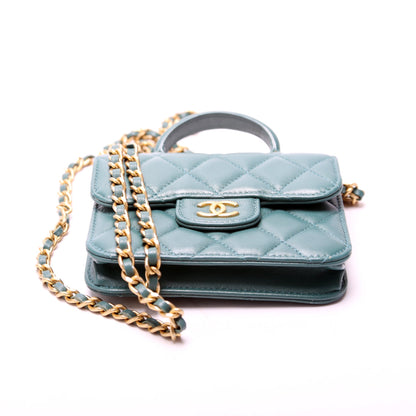 Chanel CC Top Handle Flap Coin Purse W/Chain Lambskin 31 Bag