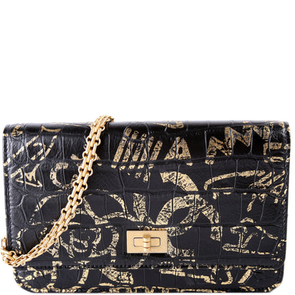 Chanel WOC 2.55 Crocodile Embossed Graffiti Calfskin 28M Bag