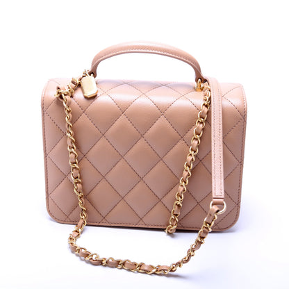 Chanel Mini Top Handle Flap Quilted Caviar Bag