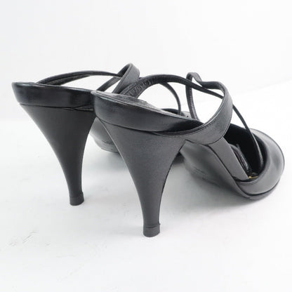 CHANEL Sandals Calfskin, patent leather black Women 35 1/2