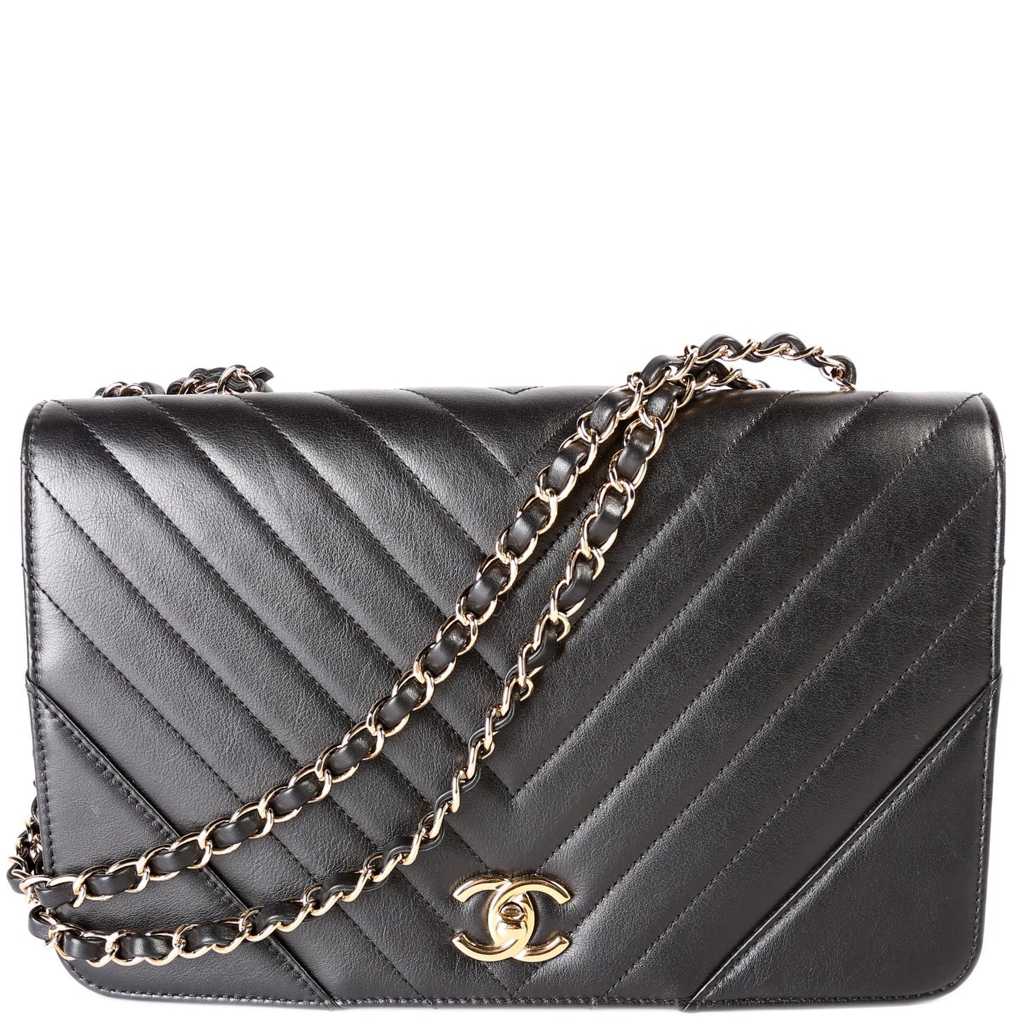 Chanel Statement Flap Large Quilted Chevron Calfskin 27M Bag