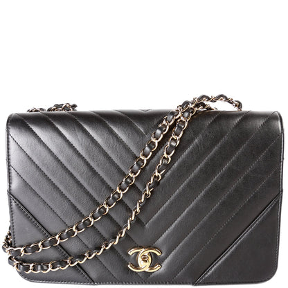 Chanel Statement Flap Large Quilted Chevron Calfskin 27M Bag