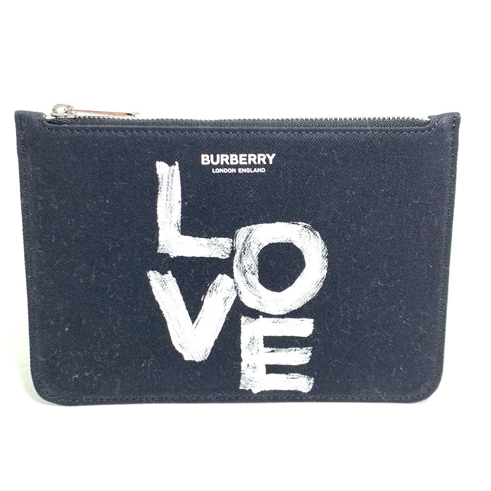 BURBERRY Pouch canvas black Makeup pouch Cosmetics Pouch LOVE Women