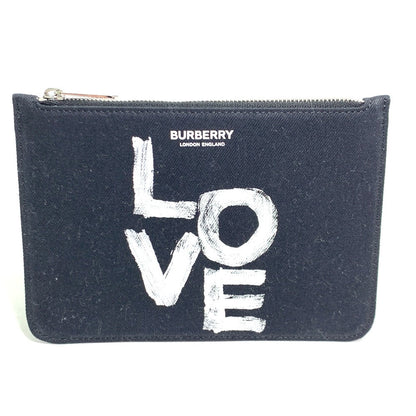 BURBERRY Pouch canvas black Makeup pouch Cosmetics Pouch LOVE Women
