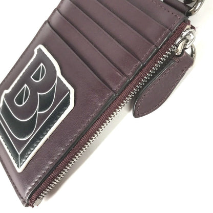 BURBERRY Coin case leather Purple type Wallet Coin Pocket With TB strap mens