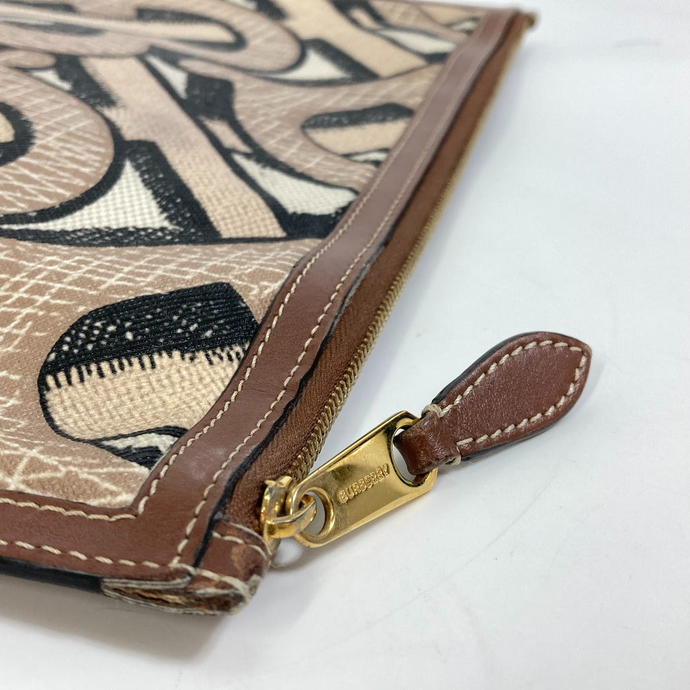 BURBERRY Clutch bag PVC / Leather Brown Bag TB whole pattern Clutch bag mens