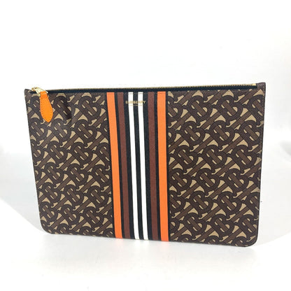 BURBERRY Clutch bag leather Brown TB logo unisex(Unisex)